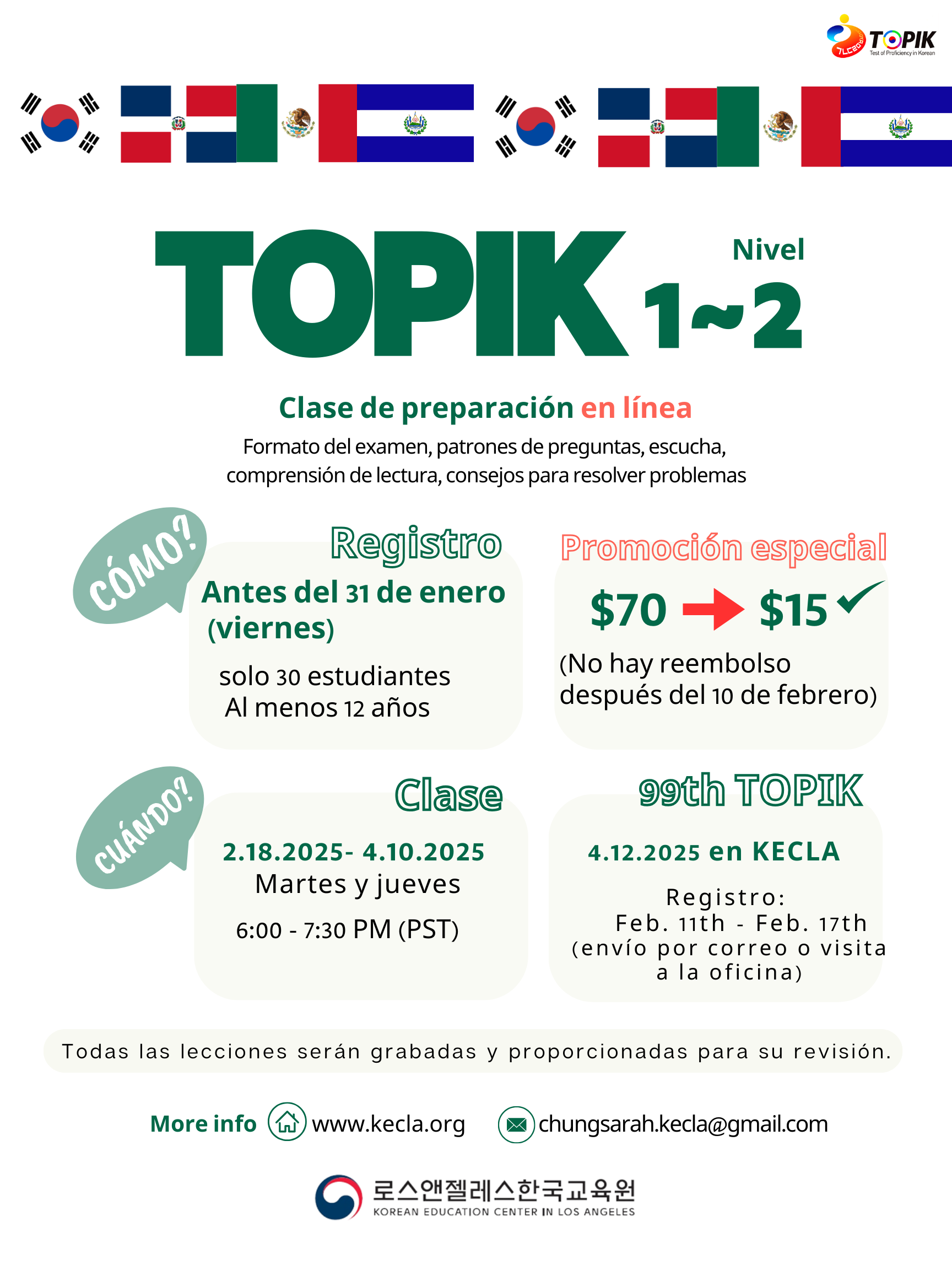 TOPIK Level 1&2 Online Prep Class In Spanish