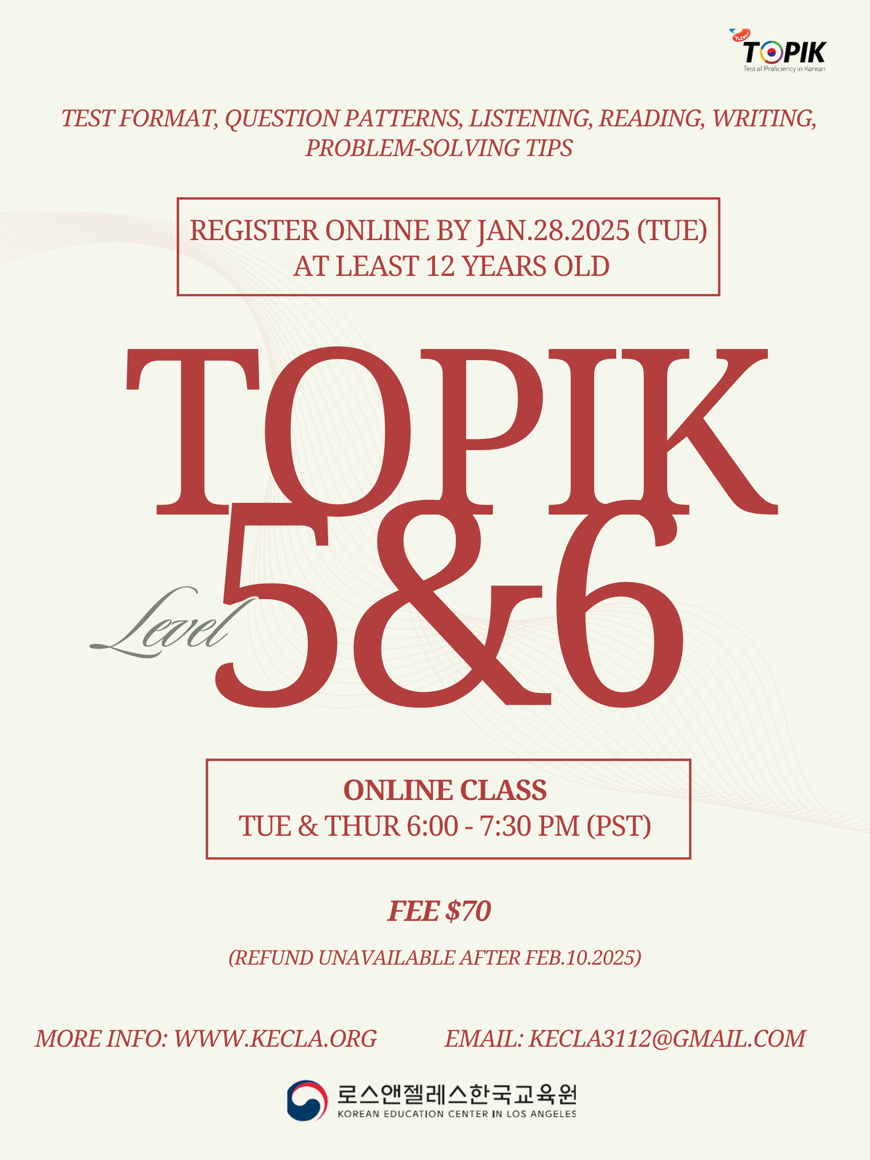 TOPIK Level 5&6 Online Prep Class