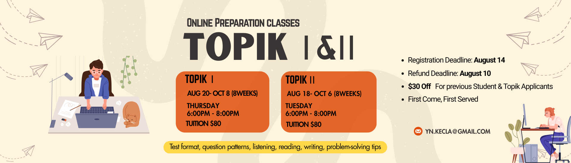 KECLA's TOPIK I & II Online Preparation Classes (Fall 2026)